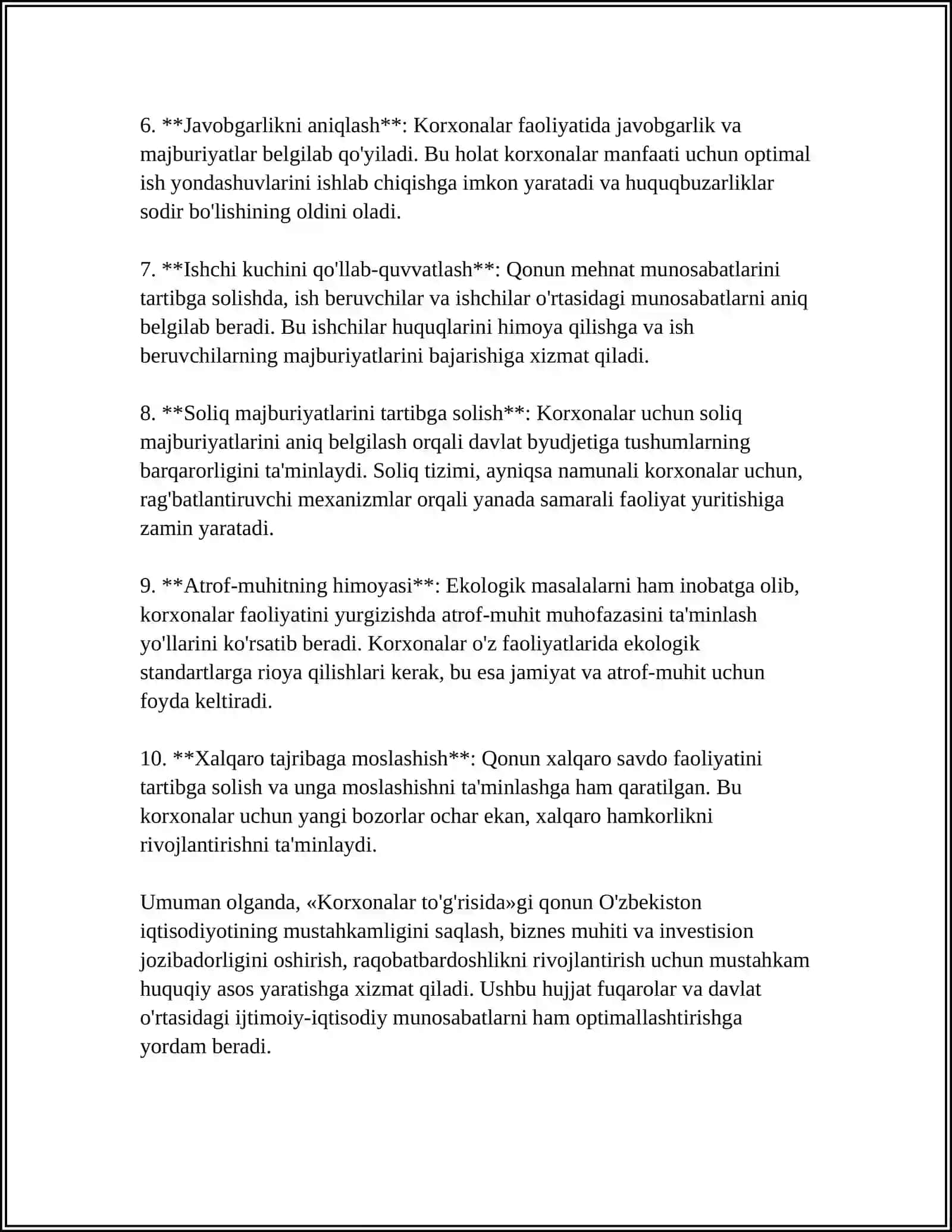 O‘ZBEKISTON RESPUBLIKASI «KORXONALAR TO‘G‘RISIDA»GI QONUN 4