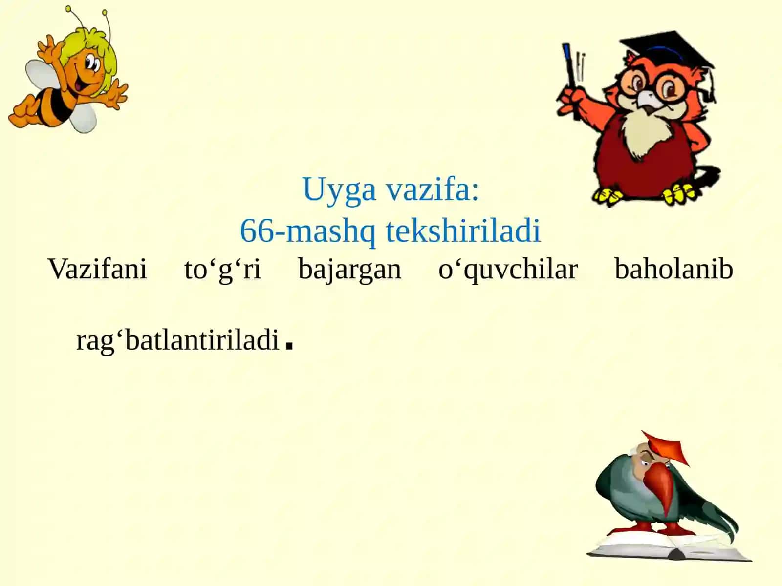 Ona tilim-jonu dilim, Sen-la olay chuqur bilim. Yozuv darsin boshlaymiz, Olg’a qadam tashlaymiz 4