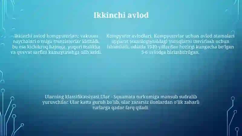 Kompyuter Avlodlari, Ularning Klassifikatsiyasi Bilan Tanishish 4