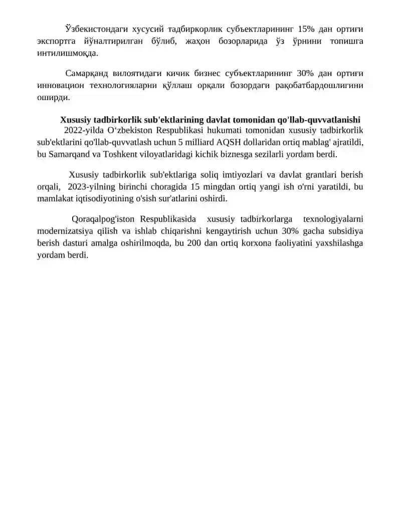 Xususiy tadbirkorlik subyektlari faoliyatini tahlil qilish 4