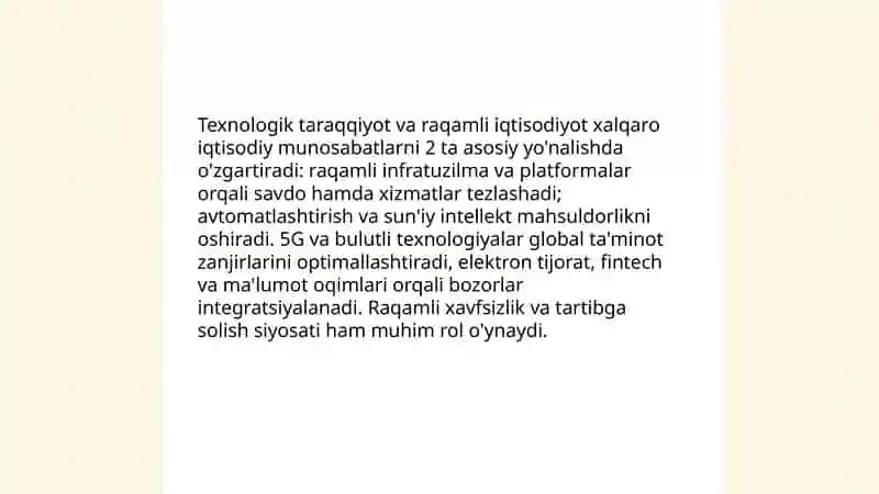 ZAMONAVIY XALQARO IQTISODIY MUNOSABATLARNI SHAKLLANTIRUVCHI ASOSIY OMILLAR 4