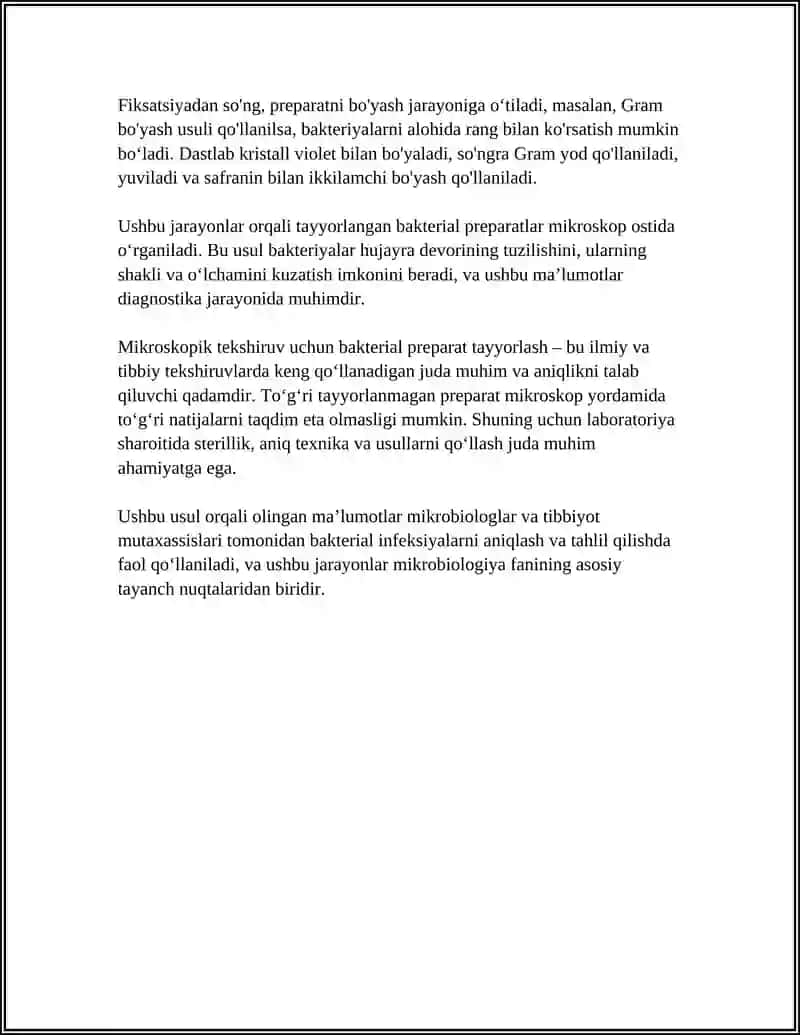 BAKTERIYALARNI TEKSHIRISH USULLARI. ODDIY VA MURAKKAB BO'YASH USULLARI 4