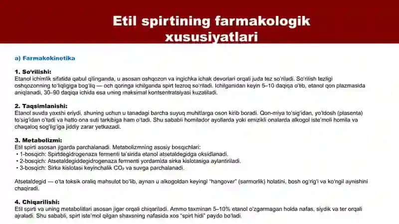 Etil spirti. Alkogolizm turlari va davolash 4
