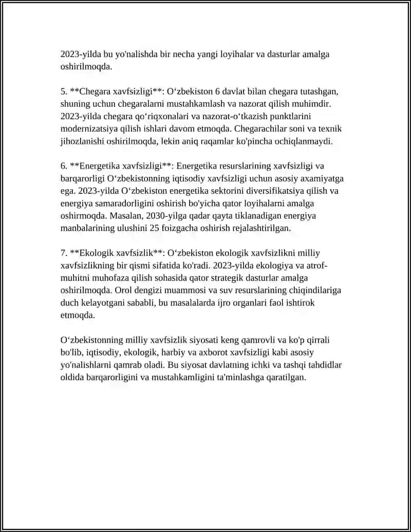 Oʻzbekistonning milliy xavfsizlik siyosati 4