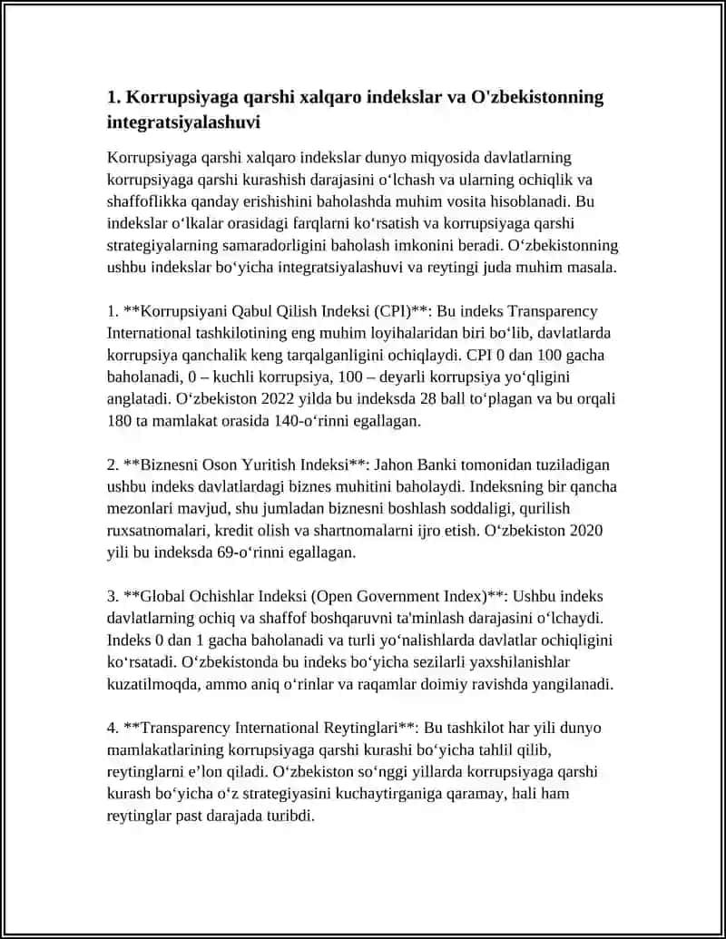 SIYOSIY-HUQUQIY SOHADAGI USTUVOR HALQARO REYTINGLAR VA ULARGA O'ZBEKISTONNING INTEGRATSIYALASHUVI 4