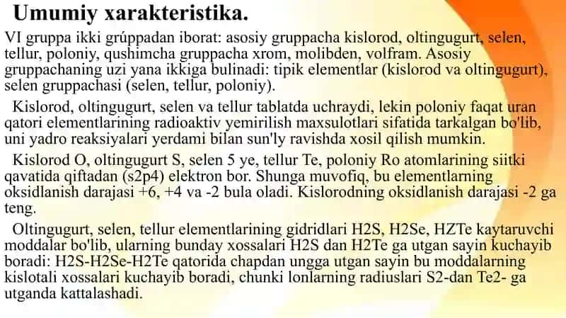 Davriy sistemaning VI B guruh elementlari 4