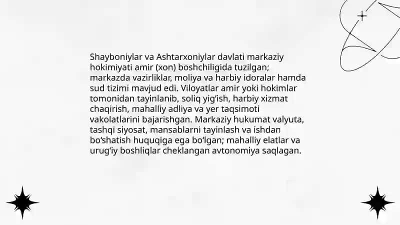 Shayboniylar va Ashtarxoniylar davlati va huquqi 4
