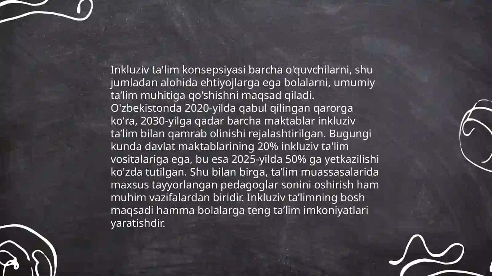 Korreksion pedagogika asoslari. Inkuliziv talim 4
