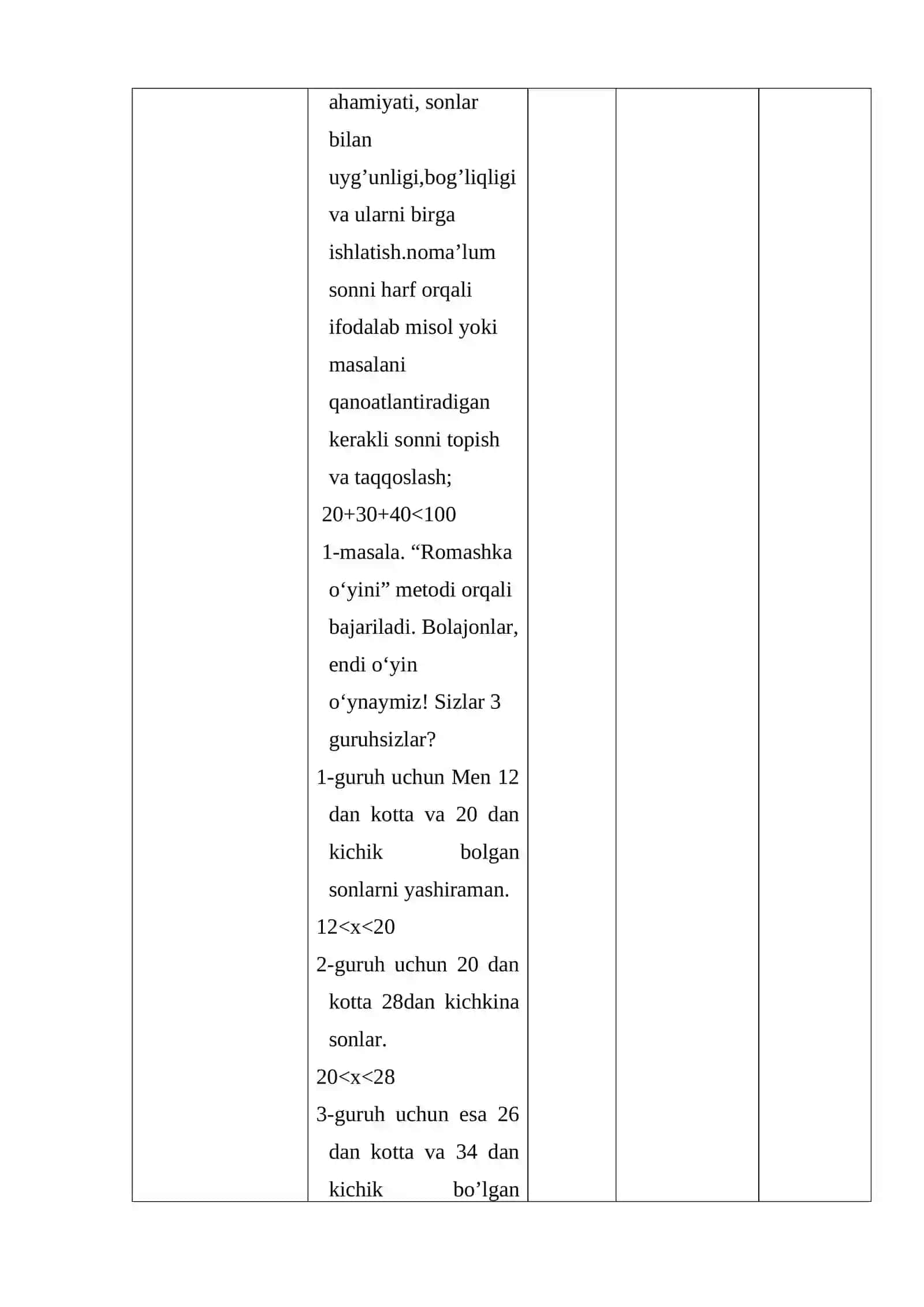 Sonli va harfiy tengsizliklar(1-sinf) 4