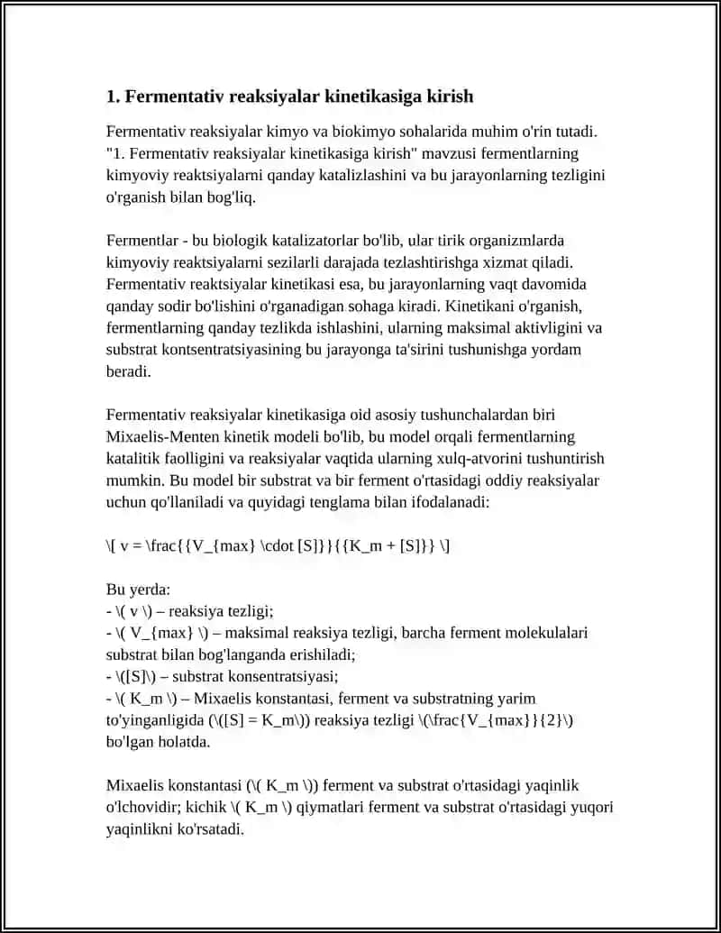 FERMENTATIF REAKTSIYALAR KINETIKASI 4