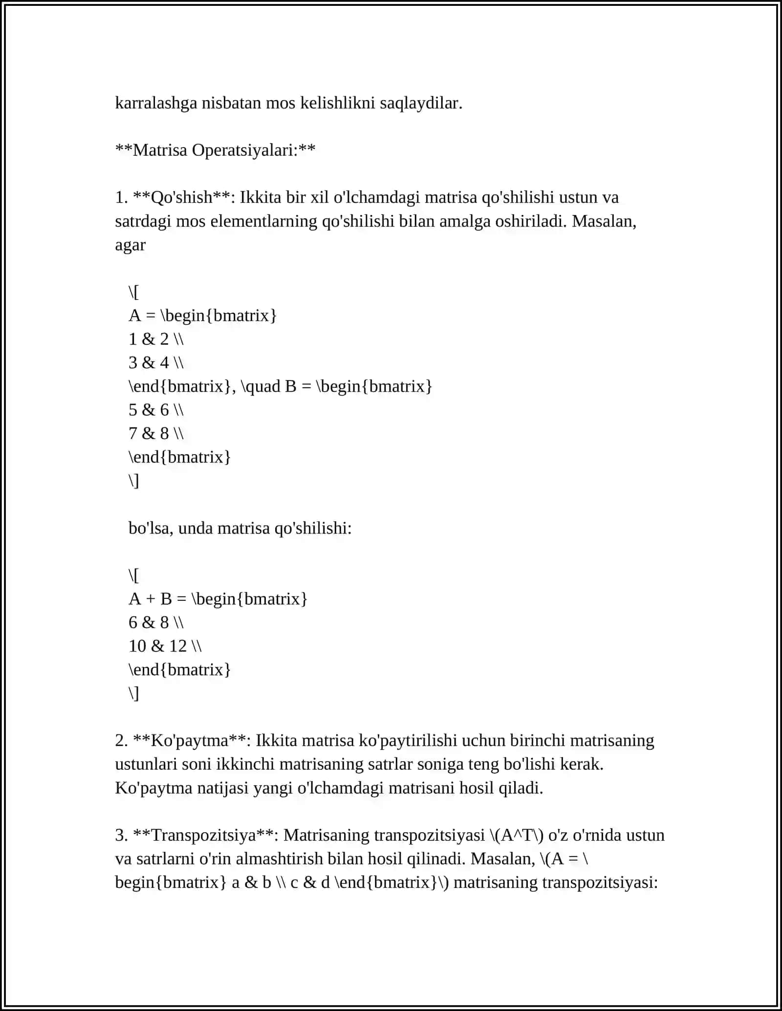 MATRITSA OPERATORLARI BAZASIDA MATEMATIK MODELLAR 4
