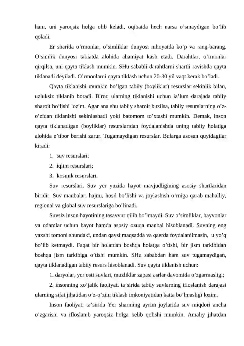 Davlatning tabiiy resurislardan foydalanish va ekologiya siyosati. 4