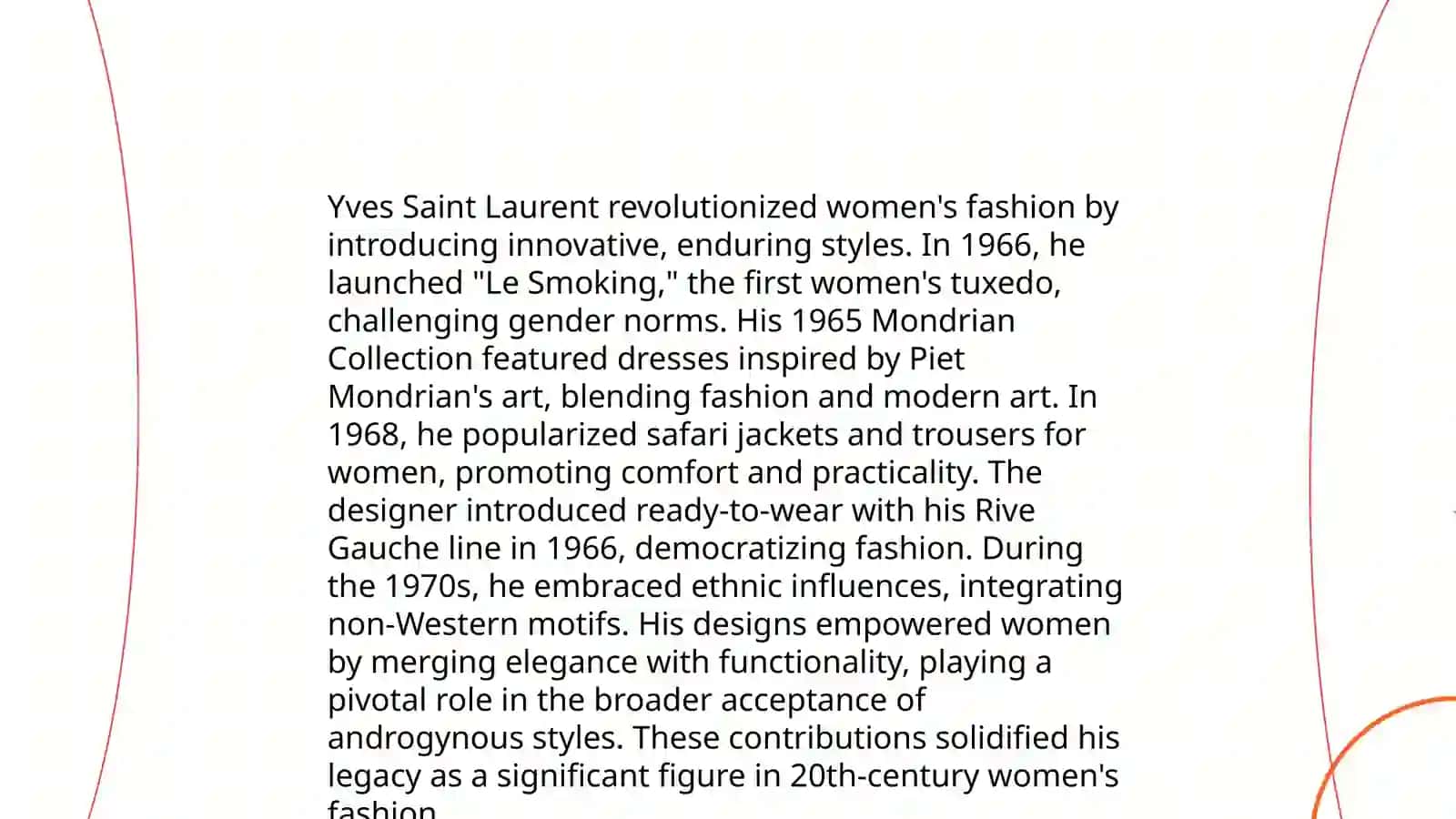 Mavzu: Yves Saint Laurent Modasi to'g'risida Tarix 4