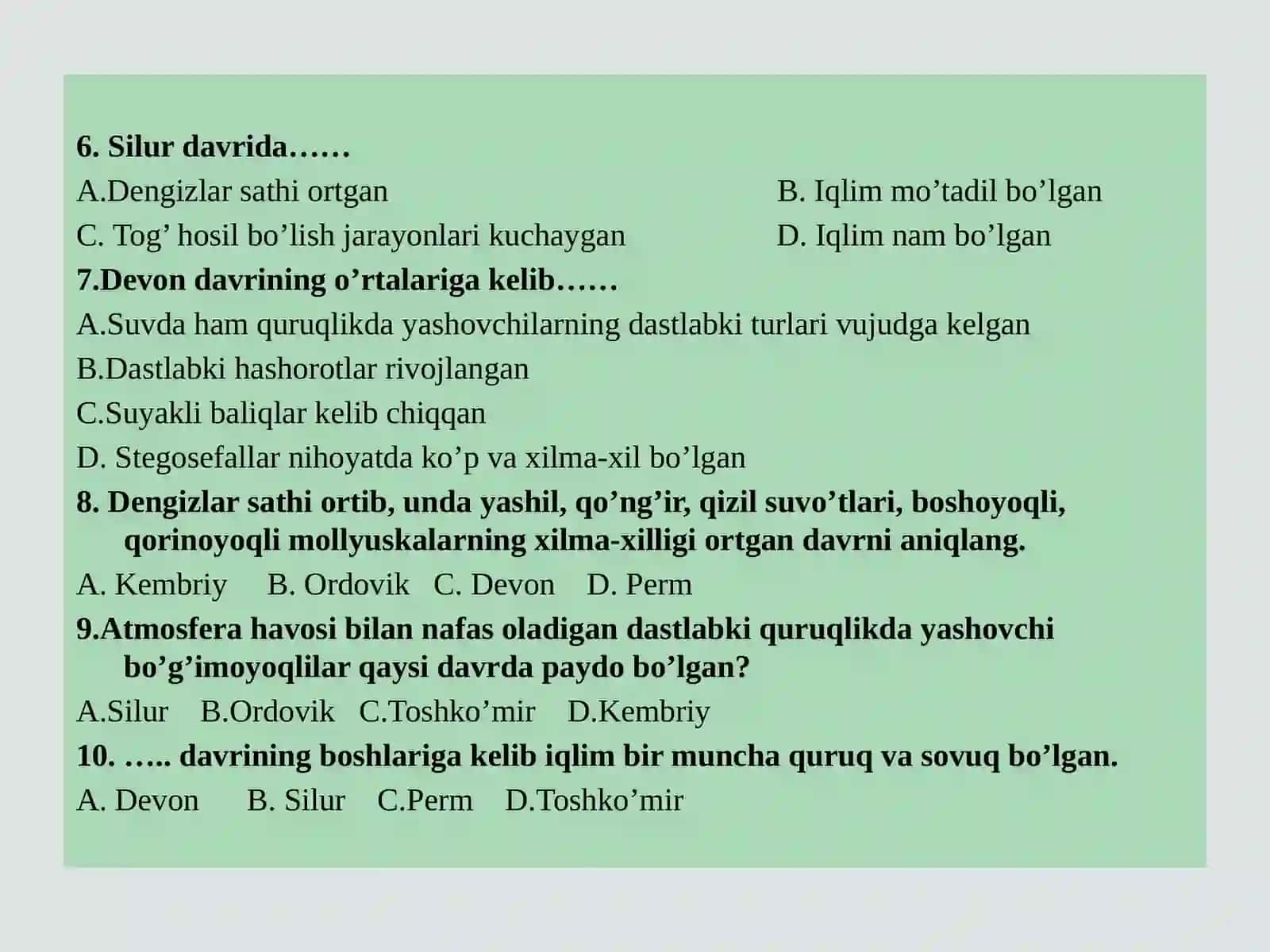 MEZOZOY, KAYNAZOY ERALARIDAGI HAYOT 4