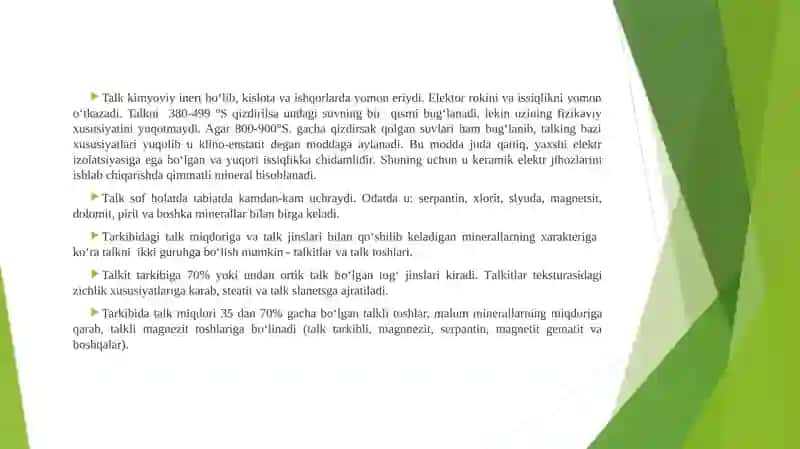 Talkning xususiyatlari va qo‘llanilishi,boyitish usullari 4