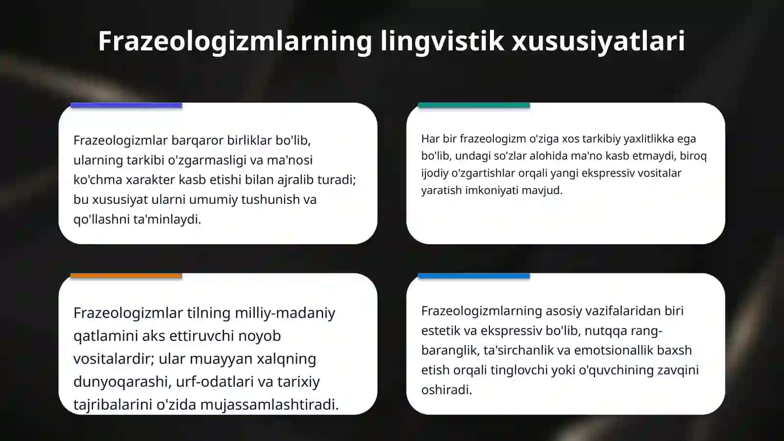 Badiiy matnda frazeologizmlarning qo'llanilishi va ularning ta'siri 4
