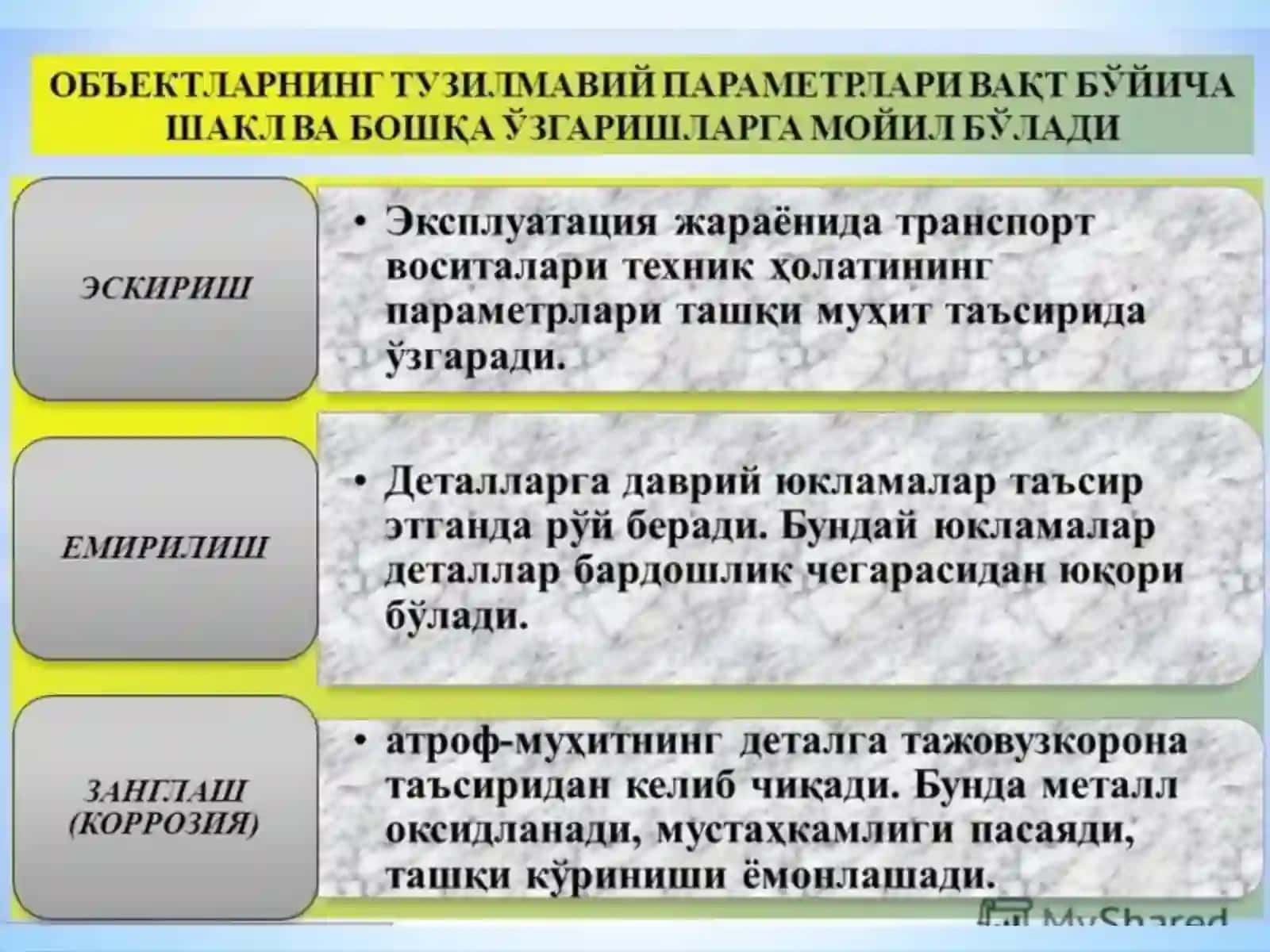 Транспорт воситаси деталларини Ейилиш ва унинг таснифи 4