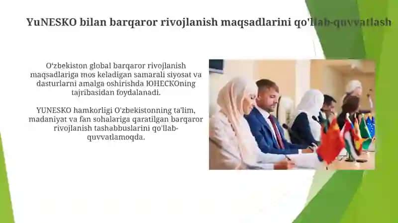 Oʻzbekiston Respublikasining Xalqlar tashkiloti bilan hamkorligi va YUNESKO misolida 4