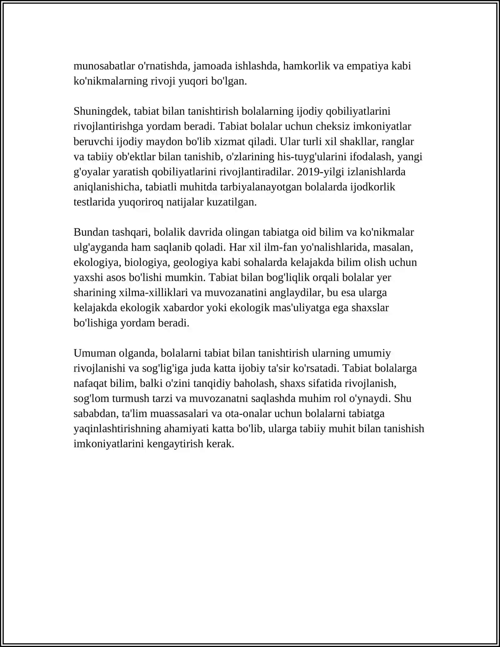 BOLALARNI TABIAT BILAN TANISHTIRISHDA TABIAT BURCHAGINING TA'LIMIY-TARBIYAVIY AHAMIYATI 4