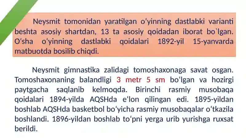 Basketbol o‘yinining tarixi, qoidalari, texnikasi va taktikasining tasnifi 4