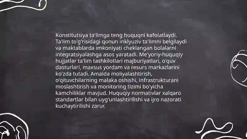 O'zbekistonda inklyuziv ta'limning me'yoriy-xuquqiy bazasini tahlil qilish 4