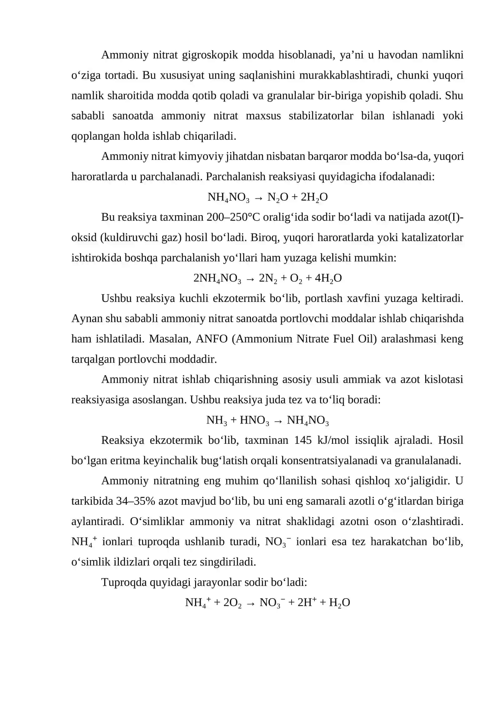 Ammoniy nitrat eritmasini bugʻlatish uchun bugʻlatish qurilmasi. G=15 t/soat 4