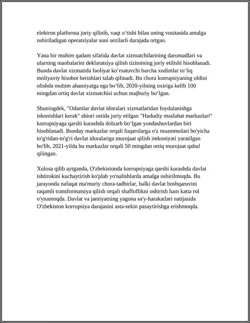 ÕZBEKISTON RESPUBLIKASI KORRUPSIYAGA QARSHI KURASHISH TOĞRISIDA QONUNNIG MAZMUN MOHIYATI 4