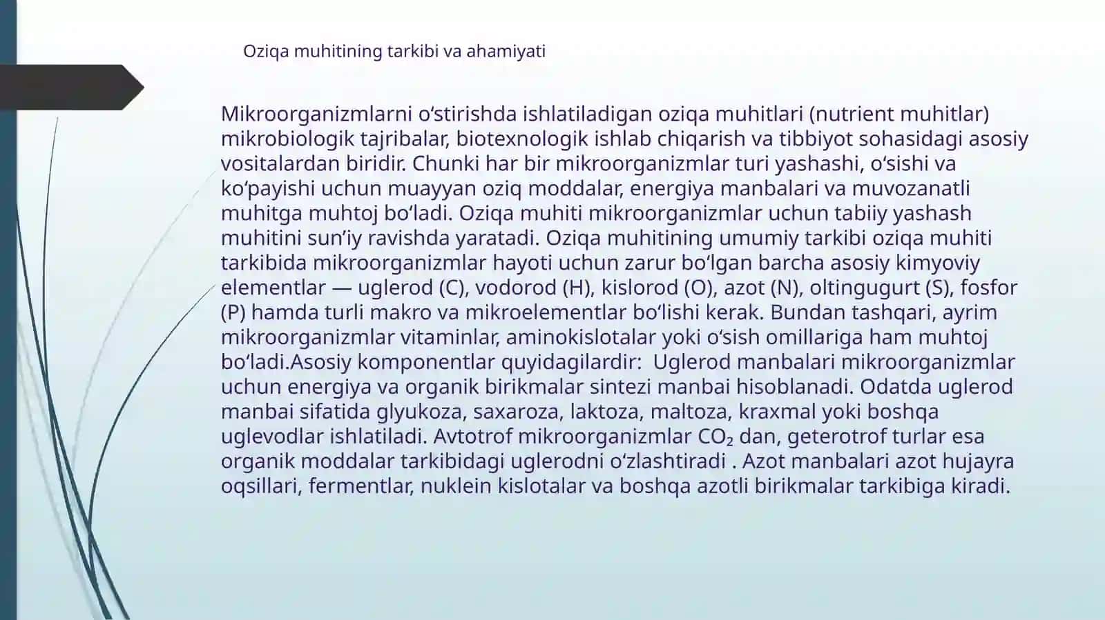 Mikroorganizmlarni oʻstirish uchun oziqa muhtlari 4