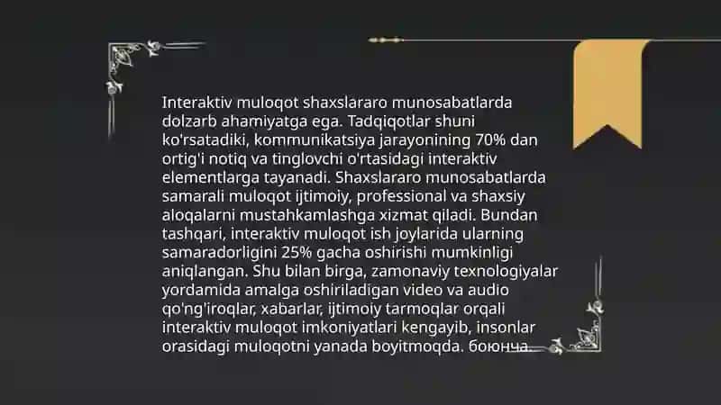 Muloqotning interaktiv tomoni va shaxslararo munosabatlardagi uning oʻrni 4