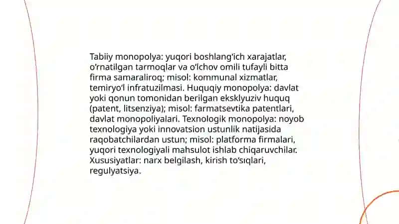 Monopoliya va Raqobat 4