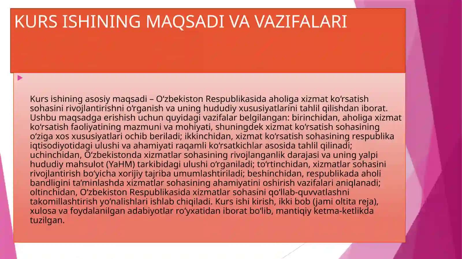 O‘ZBEKISTONDA AHOLIGA XIZMAT KO‘RSATISH SOHALARI GEOGRAFIYASI 4