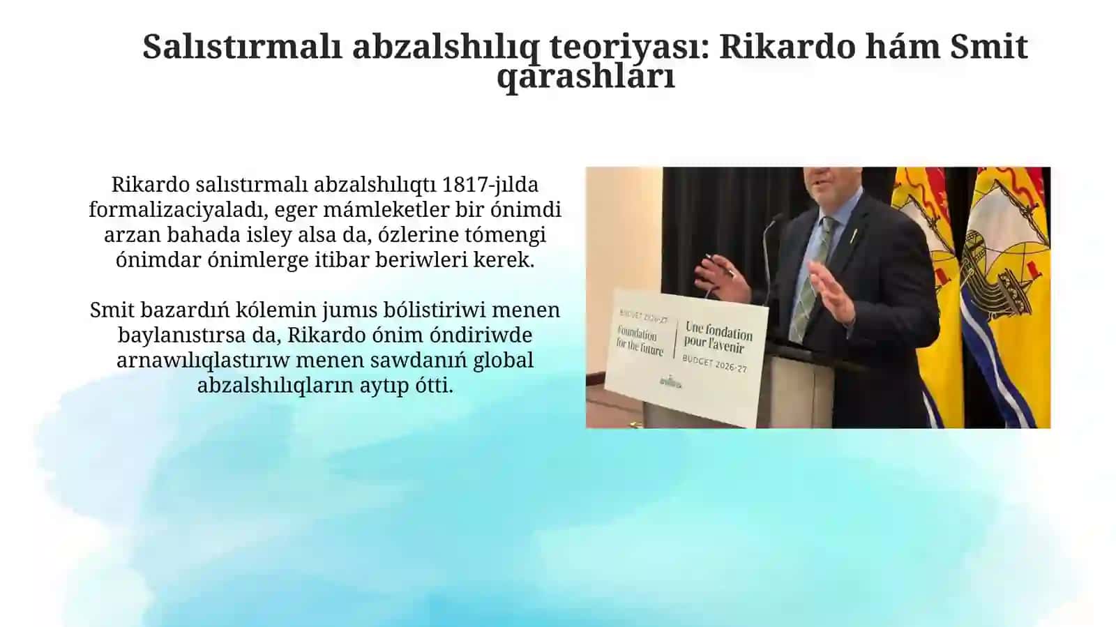 D.Rikardo hám A.Smittiń ekonomikalıq ósimge bolǵan jantasıwları 4