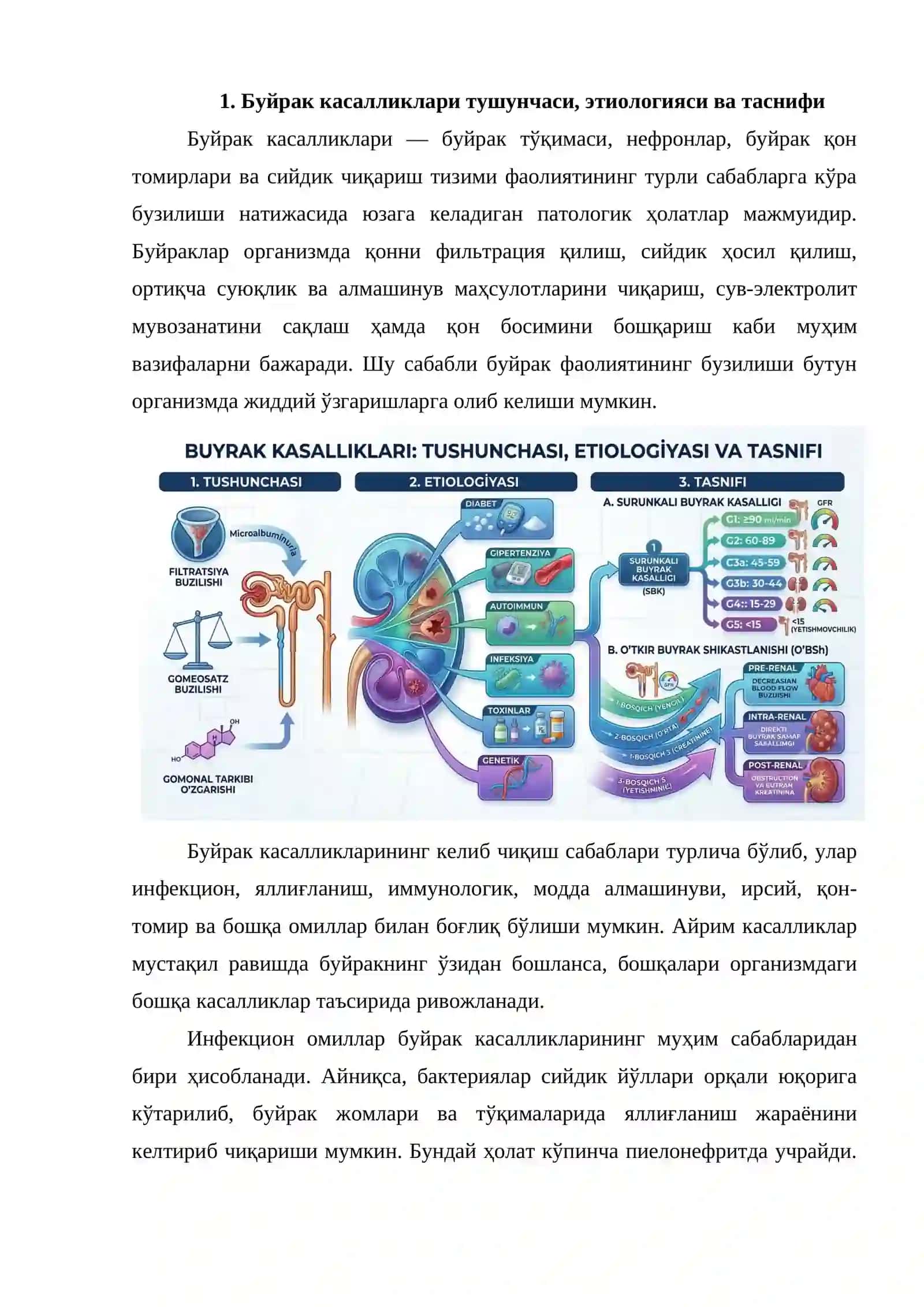 Буйрак касалликлари: этиологияси, текшириш усуллари, дифференциал диагностикаси ва даволаш усуллари 4