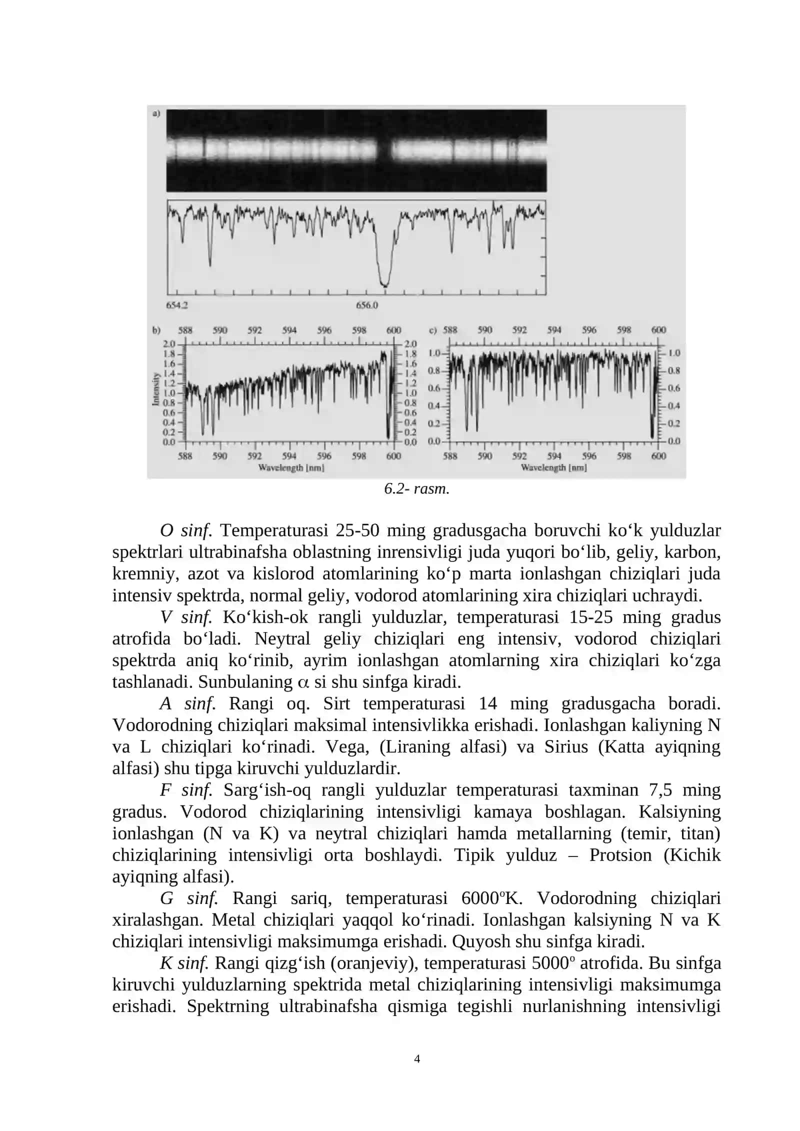 Normal Statisonar Yulduzlar:Fizik Xarakteristikalari, Spektral Sinflari va GR Diagrammasi 4