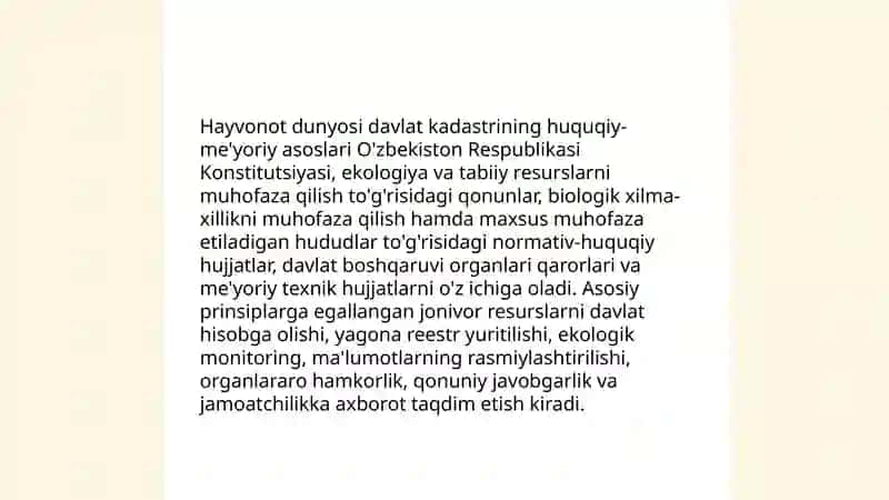 Hayvonot dunyosi davlat kadastiri 4