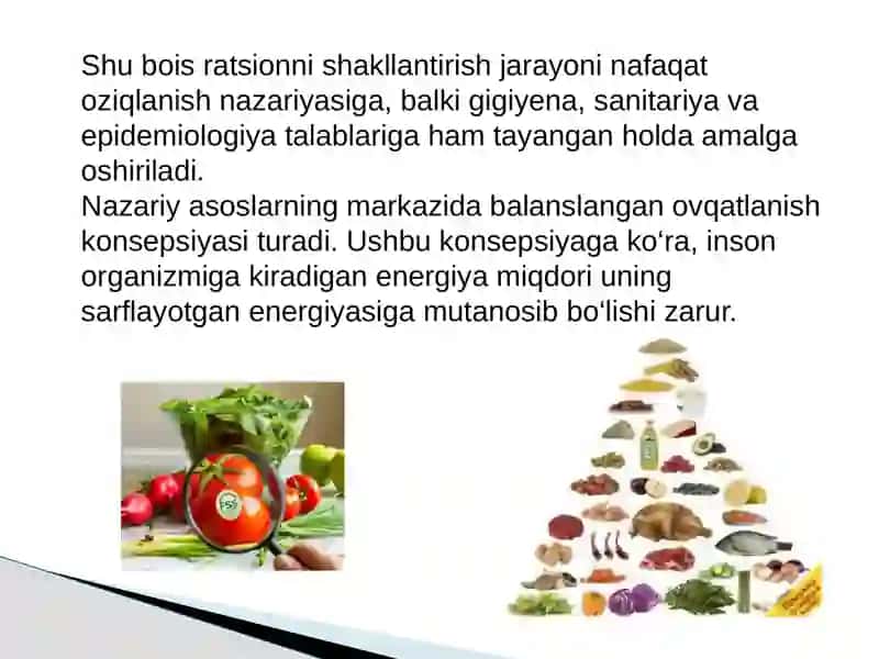 Oziq-ovqat ratsionini shakllantirishda xavfsizlik talablari 4