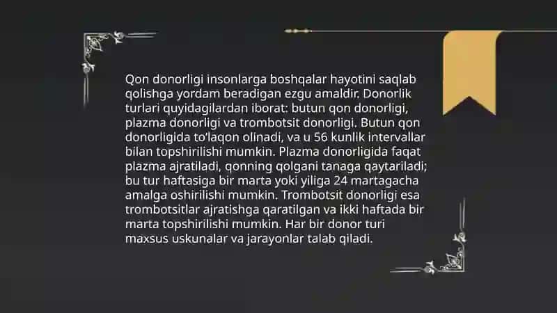 donor qoni manbalari. Qon komponentlari va preparatlari 4