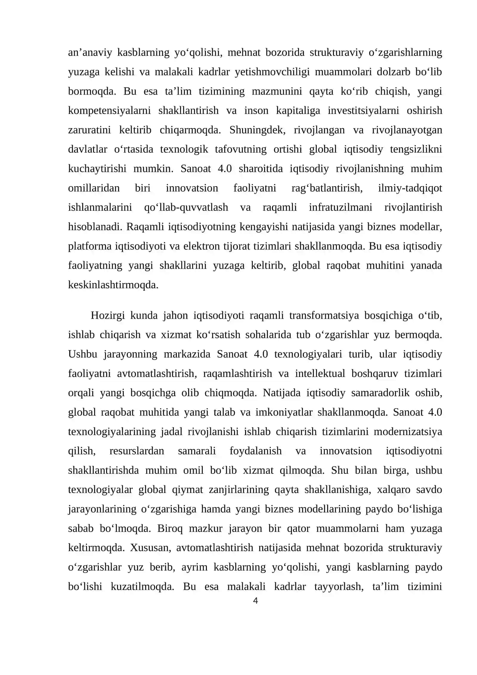 SANOAT 4.0 TEXNOLOGIYALARINING GLOBAL IQTISODIYOTGA TA’SIRI 4