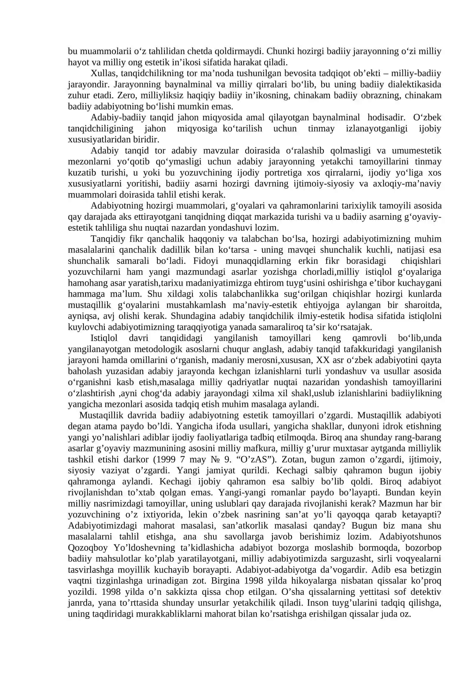 Mustaqillik davri adabiy tanqidchiligi va adabiy jarayonning yetakchi tamoyillari 4