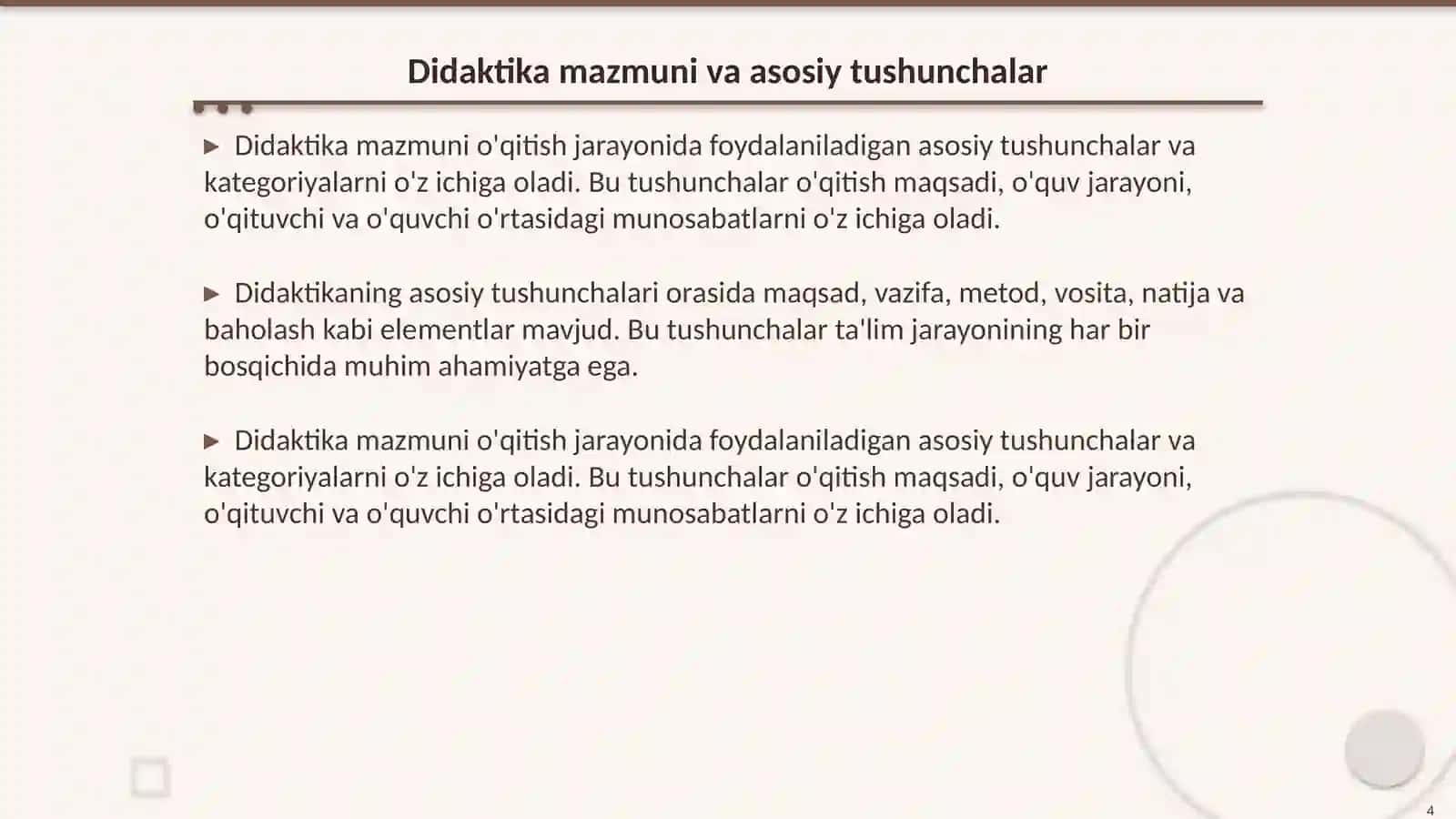 Didaktika-pedagogik ta‘lim nazariyasi 4
