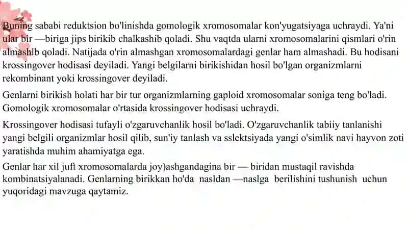 "T.Morgonning irsiylanish xromosoma nazariyasi" 4