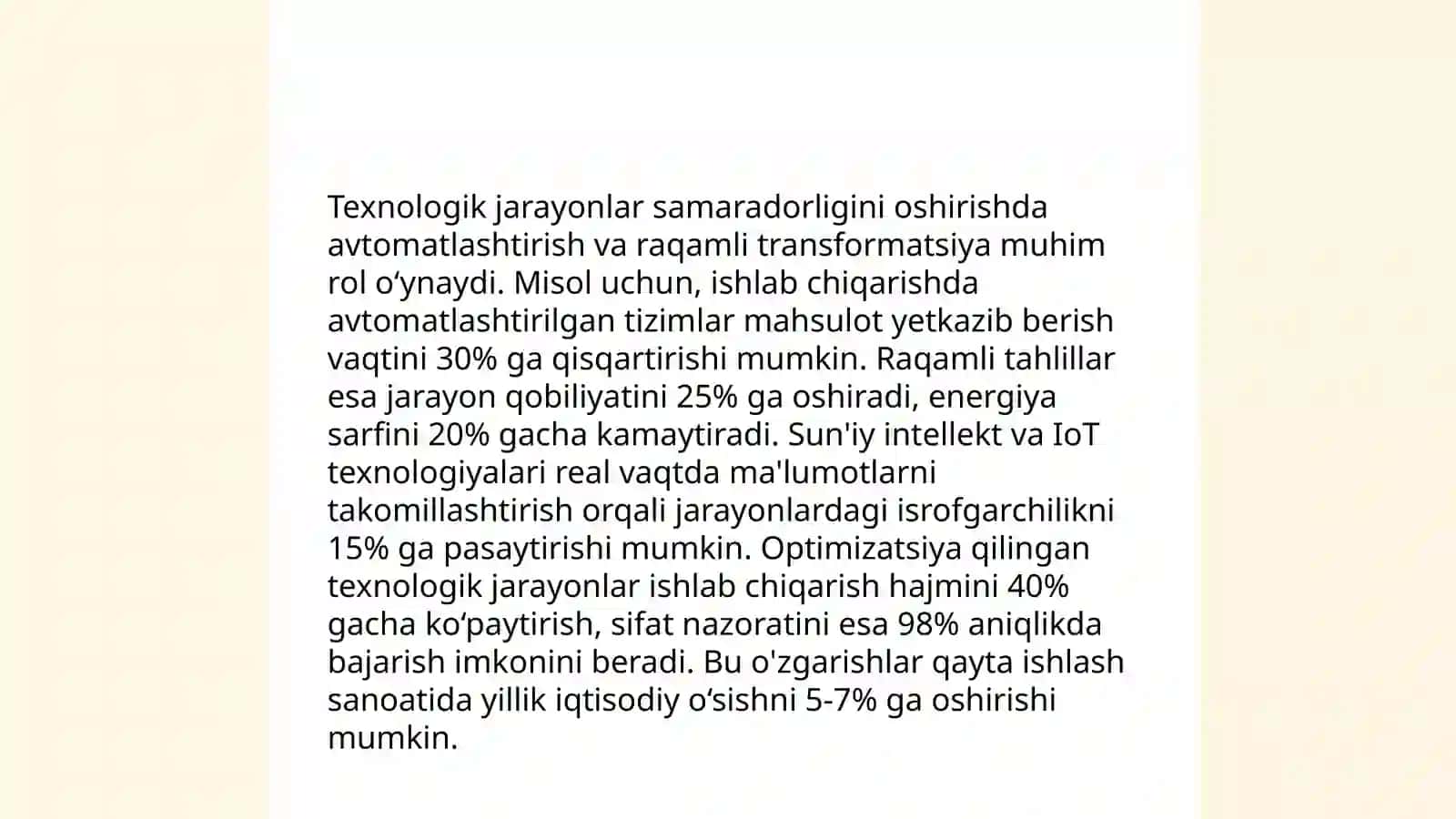 Texnologik oqimning asosiy mehanik iqtisodiy kórsatkichlari 4