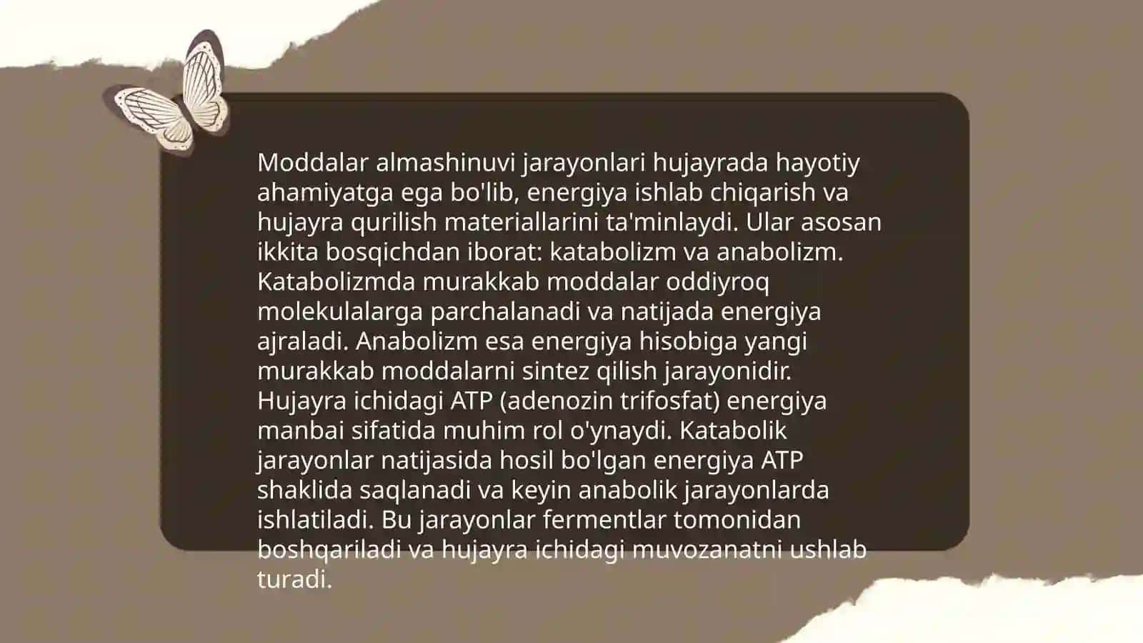 Hujayrada moddalar,energiya va ma'lumotlar oqimi. Hujayra proflifatsiya muammolarining tibbiyotdagi ro'li 4