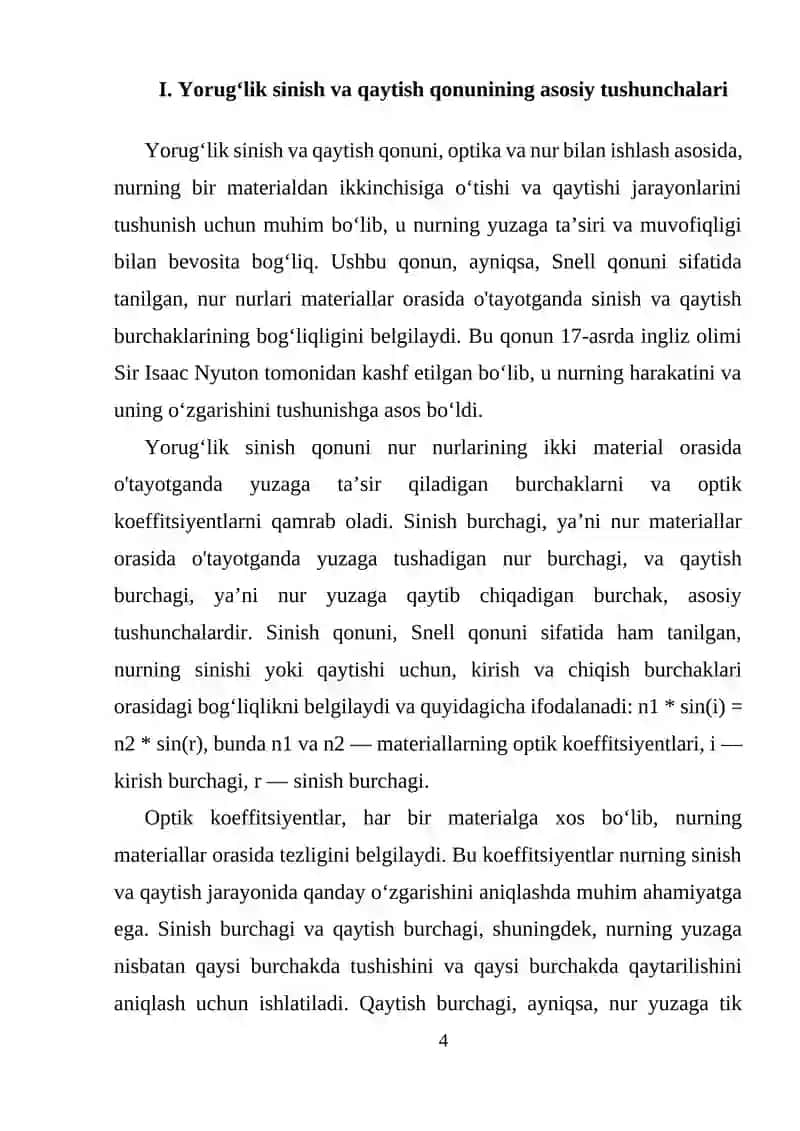 Yorugʻlik sinish va qaytish qonuni 4