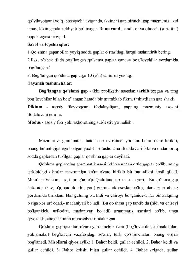 Bog’langan qo'shma gaplarlar haqida umimiy ma’lumot 4