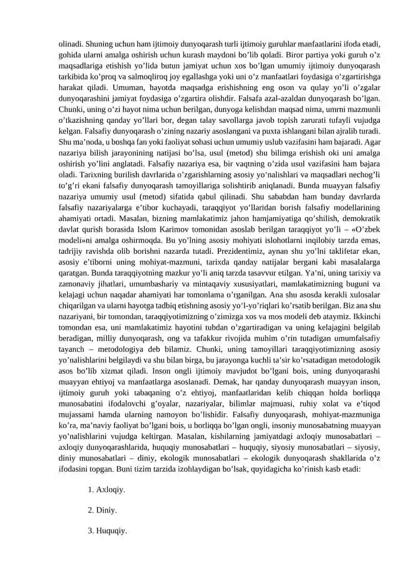 Dunyoqarash tushunchasi, shakllari va vujudga kelishi 4