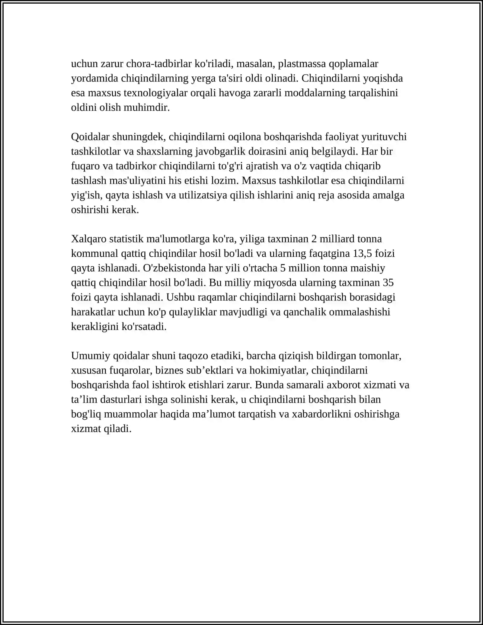 CHIQINDILAR TO'G'RIDA O'ZBEKISTON RESPUBLIKASI QONUNI HAQIDA 4