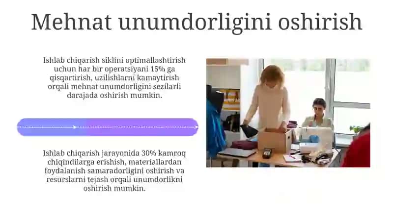 Ishlab chiqarish samaradorligini boshqarish usullari (Tikuvchilik ustaxonasi) 4