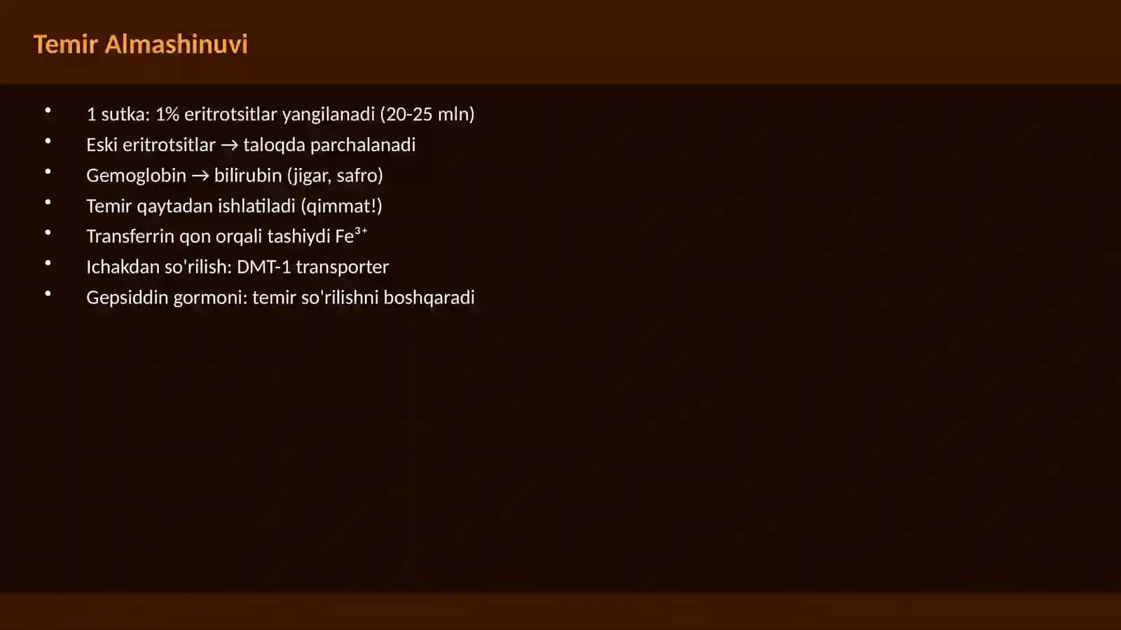 Temir Almashinuvi va Gemostaz 4