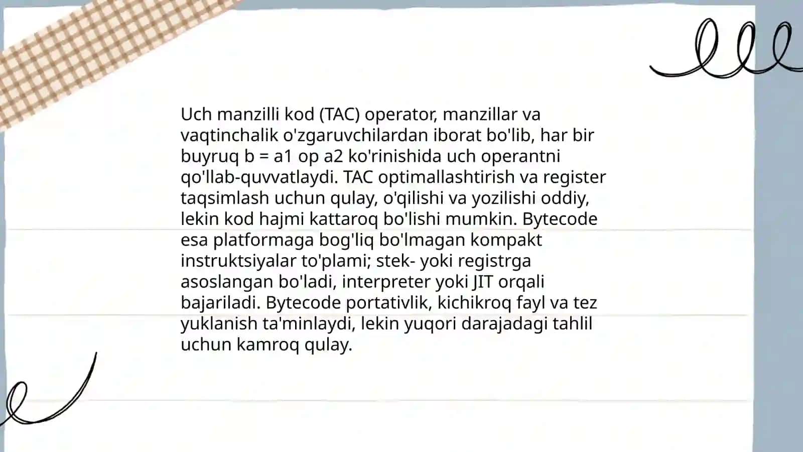 Kod generatsiyasi usullari: kodni ichki tasvirlash usullari, teskari polyak yozuvi 4